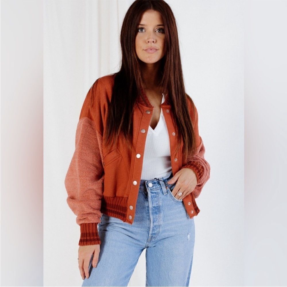 Free People Rust Orange Bomber Jacket